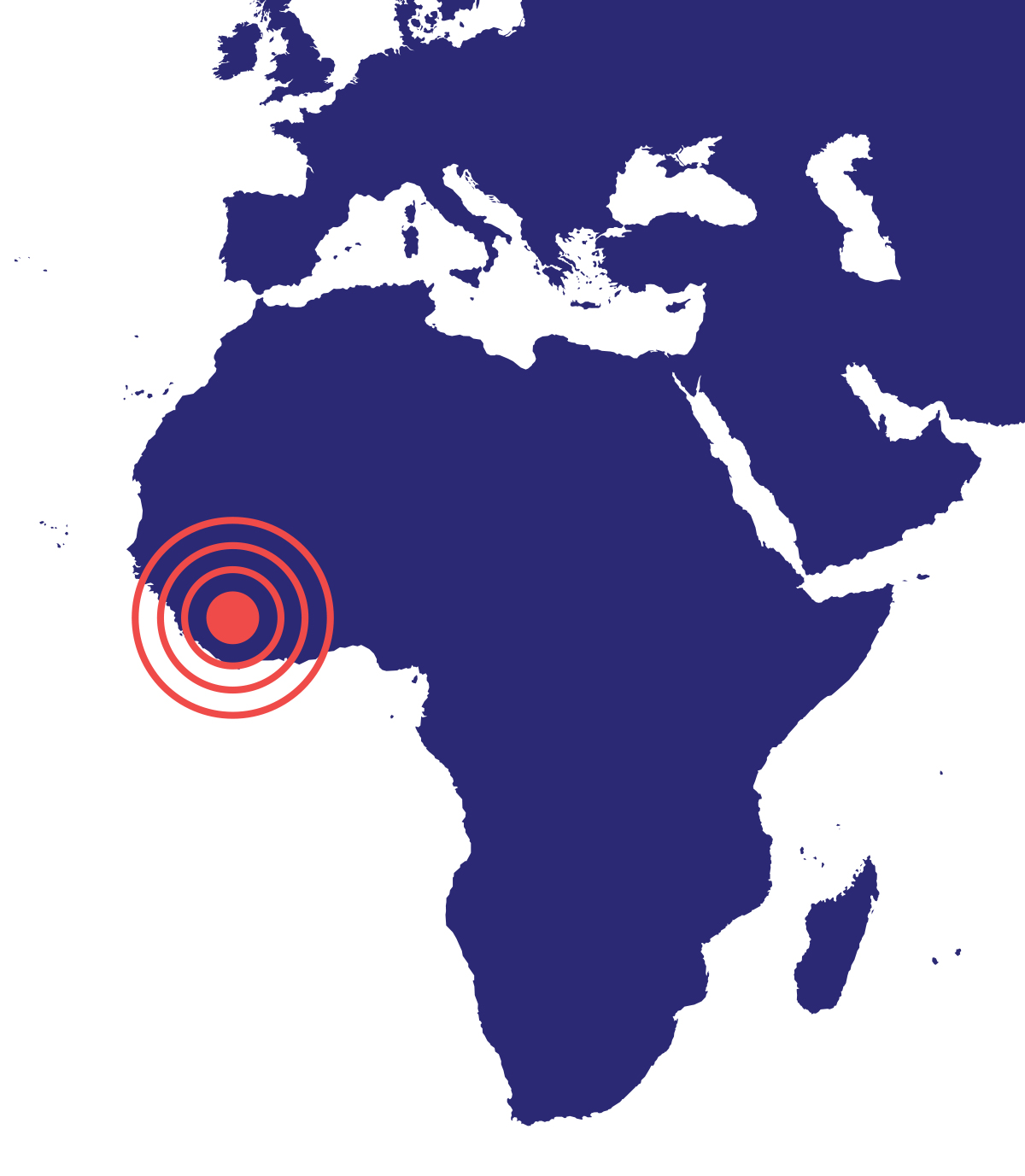 Illustration of map with orange circle highlighting Africa