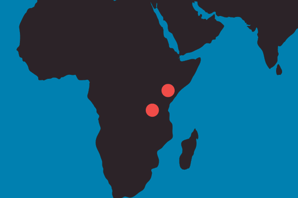 Map of Southeast Africa showing habitat locations of Hildegarde's Tomb bat
