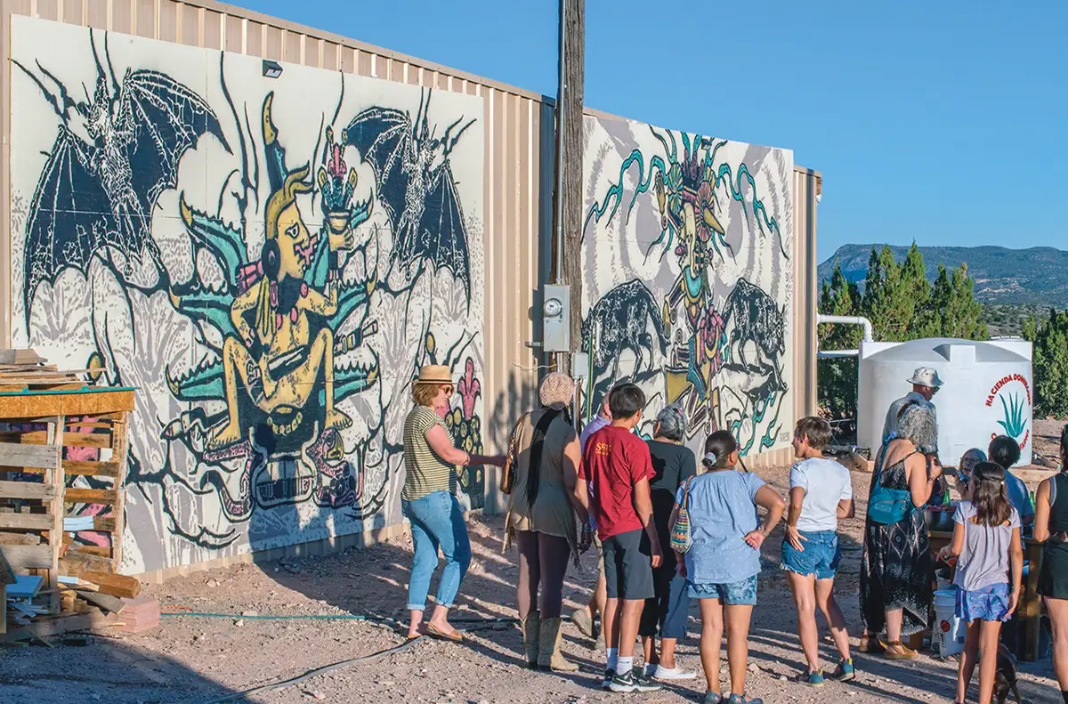 The Cerrillos and Sante Fe community gathering around the mural at Chelenzo Farms