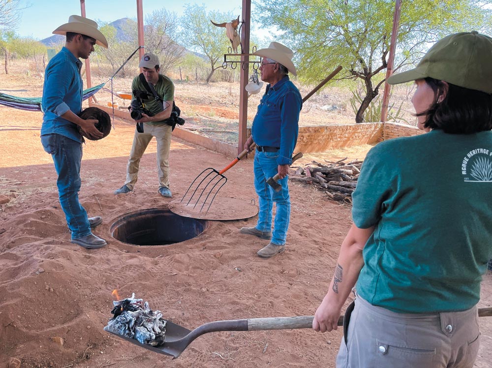 person filming the bacanora production process
