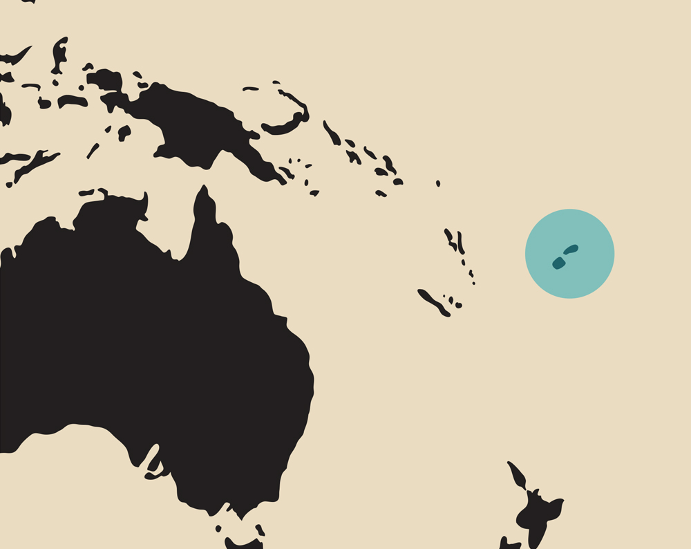 map of the Fiji and Vanuatu region, east of Australia
