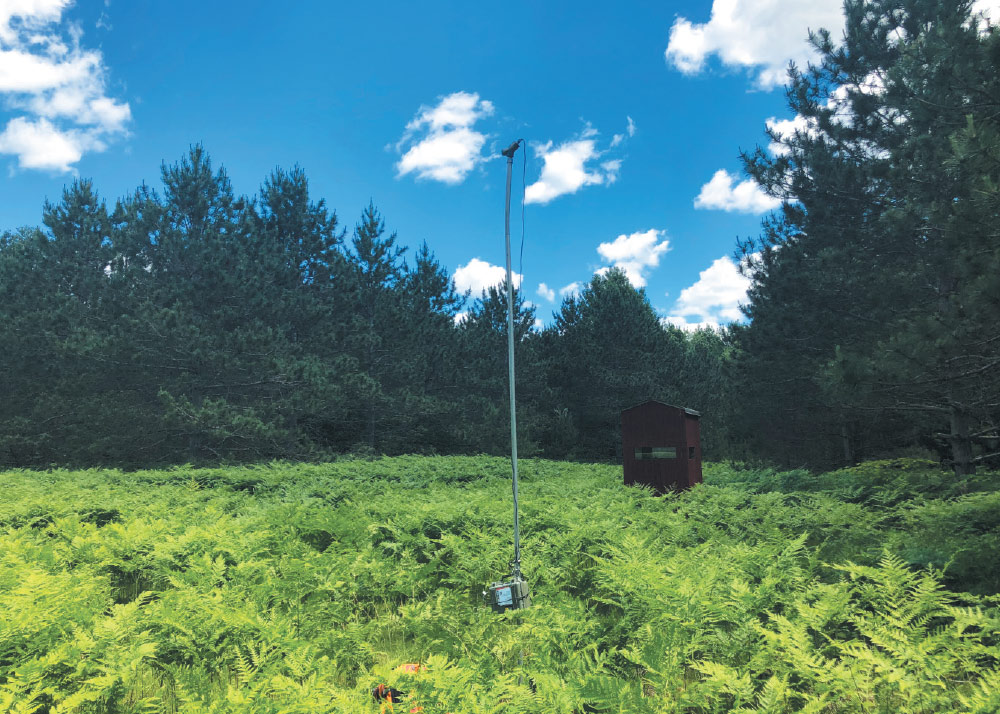 An ultrasonic microphone and recorder in middle of field